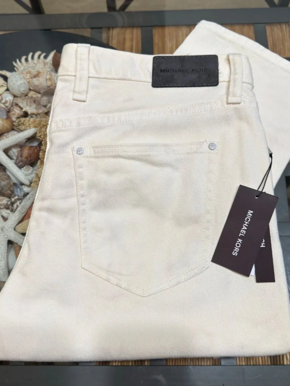 $90 MK MICHAEL KORS MEN PARKER SLIM FIT IVORY 34X30 STRETCH TWILL DENIM NWT